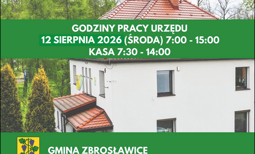 Zdjęcie do Uwaga, skr&oacute;cony czas pracy Urzędu w środę, 12 sierpnia !