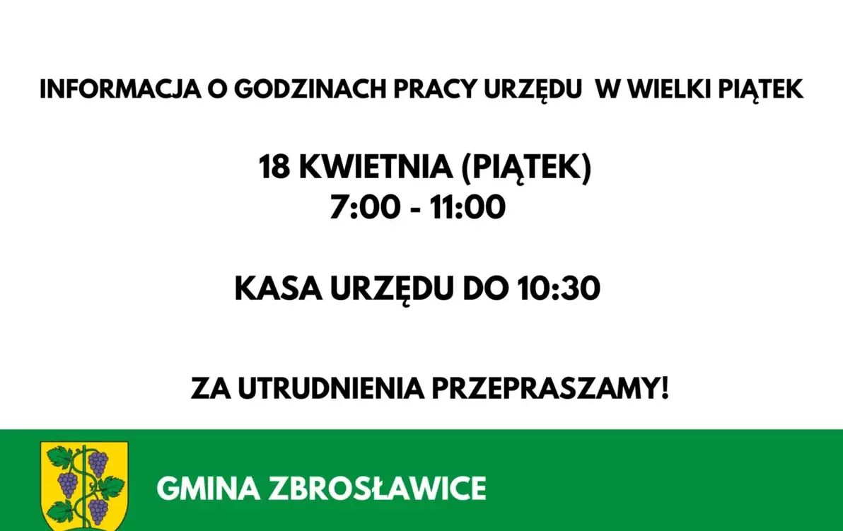 Zdjęcie do Godziny pracy Urzędu w Wielki Piątek
