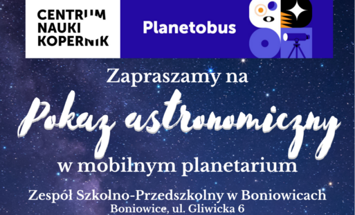 Zdjęcie do Zapraszamy na pokaz astronomiczny w mobilnym planetobusie przy Zespole Szkolno-Przedszkolnym w Boniowicach!