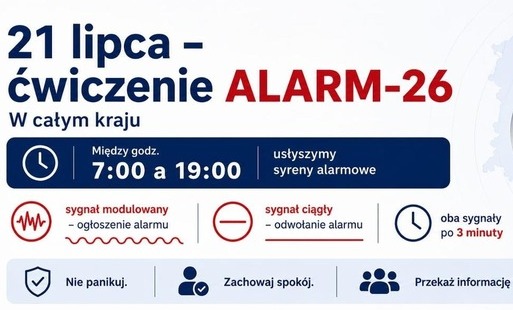 Zdjęcie do ALARM-26 - informujemy o Og&oacute;lnopolskich ćwiczeniach systemu alarmowania
