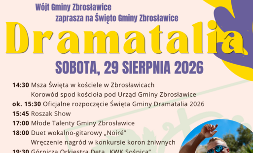 Zdjęcie do Oczekiwanie dobiegło końca! Prezentujemy oficjalny plakat Święta Gminy Zbrosławice &ndash; DRAMATALIA 2026! 